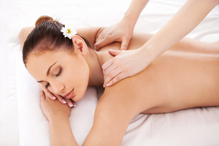 Massage,For,Tired,Muscles.,Top,View,Of,Beautiful,Young,Woman