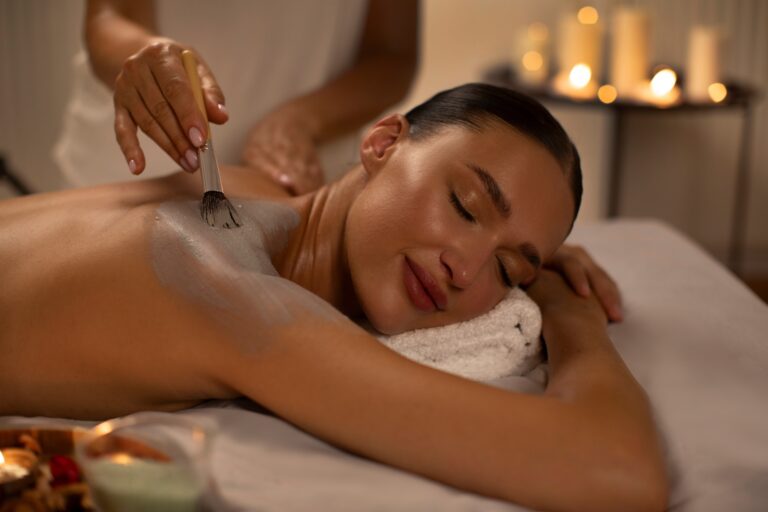 woman relaxing in much needed spa, calm, massage, spalon